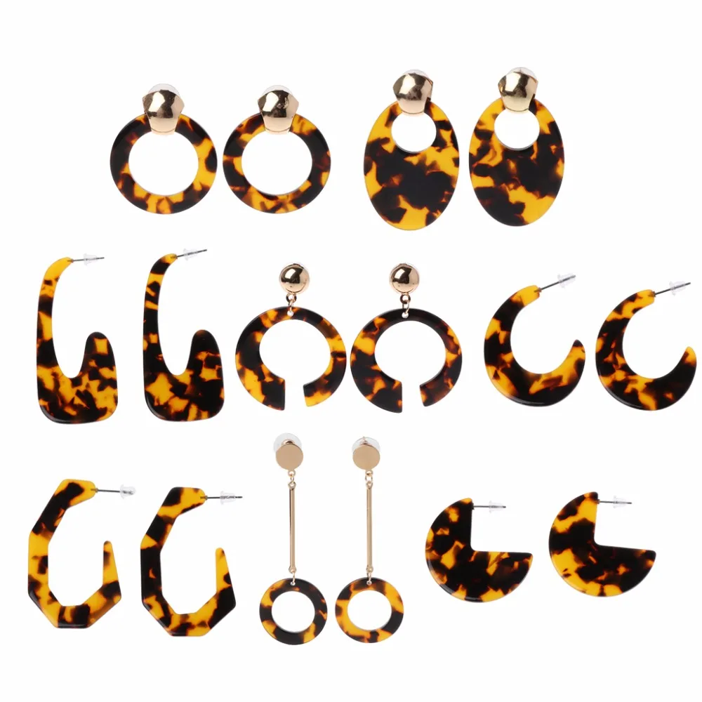 

Acrylic Marbled Leopard Irregular Geometric Earrings Tortoise Shell Jewelry