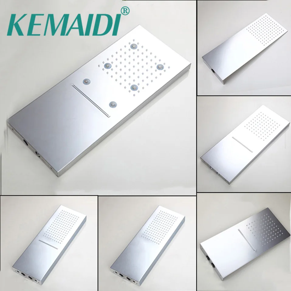 

KEMAIDI Good Quality Rainfall Square Shower Head Bathroom Shower Set Wall Mounted Basin Overhead LED Light New Chrome Finished