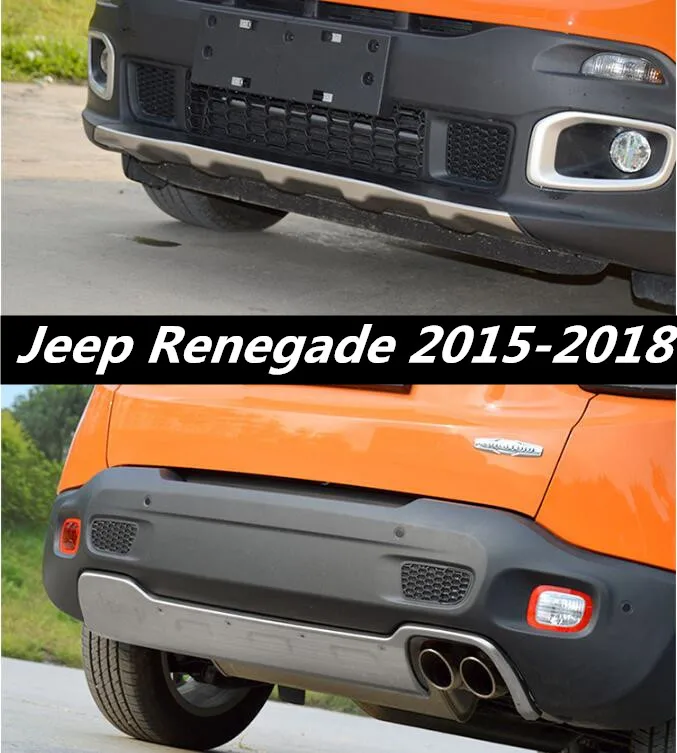 

NEW Stainless Steel Front + Rear Bumper Diffuser Protector Guard Skid Plate For Jeep Renegade 2015 2016 2017 2018 BY EMS