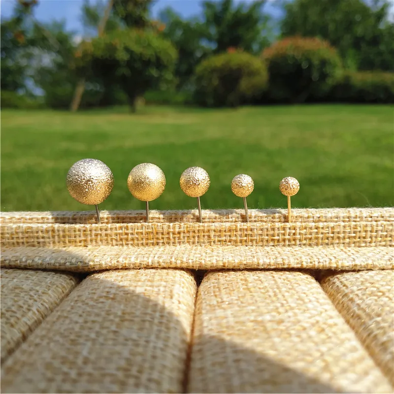 

100 Pieces/lot Gold Color Frosted Stud Earring Jewelry Accessories 5 6 8 10 12 Mm DIY Wholesale Findings & Components In Bulk