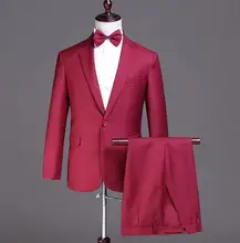 Blazer men groom suit set with pants mens wedding suits costume singer star style dance stage clothing formal dress red fashion pyjtrl men five piece set europe style court marshal clothing groom wedding red mens suits party stage singer costume