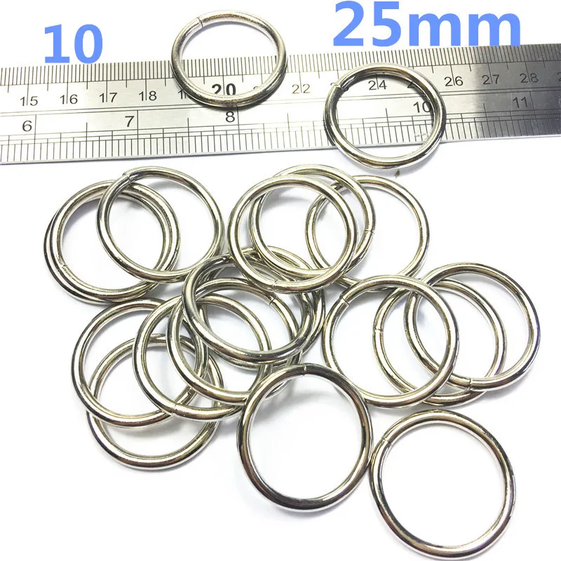10- 25mm silver Non Welded Metal O Ring Nickel&Black Nickel Plated Backpack Collar Harness Rings Bag Parts  Accessories