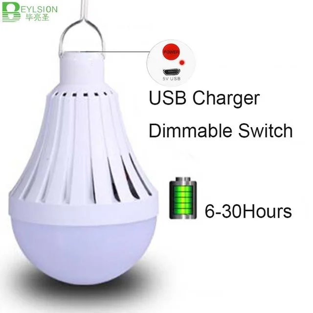 BEYLSION LED Emergency Bulbs 12W Portable USB Rechargeable Lights For