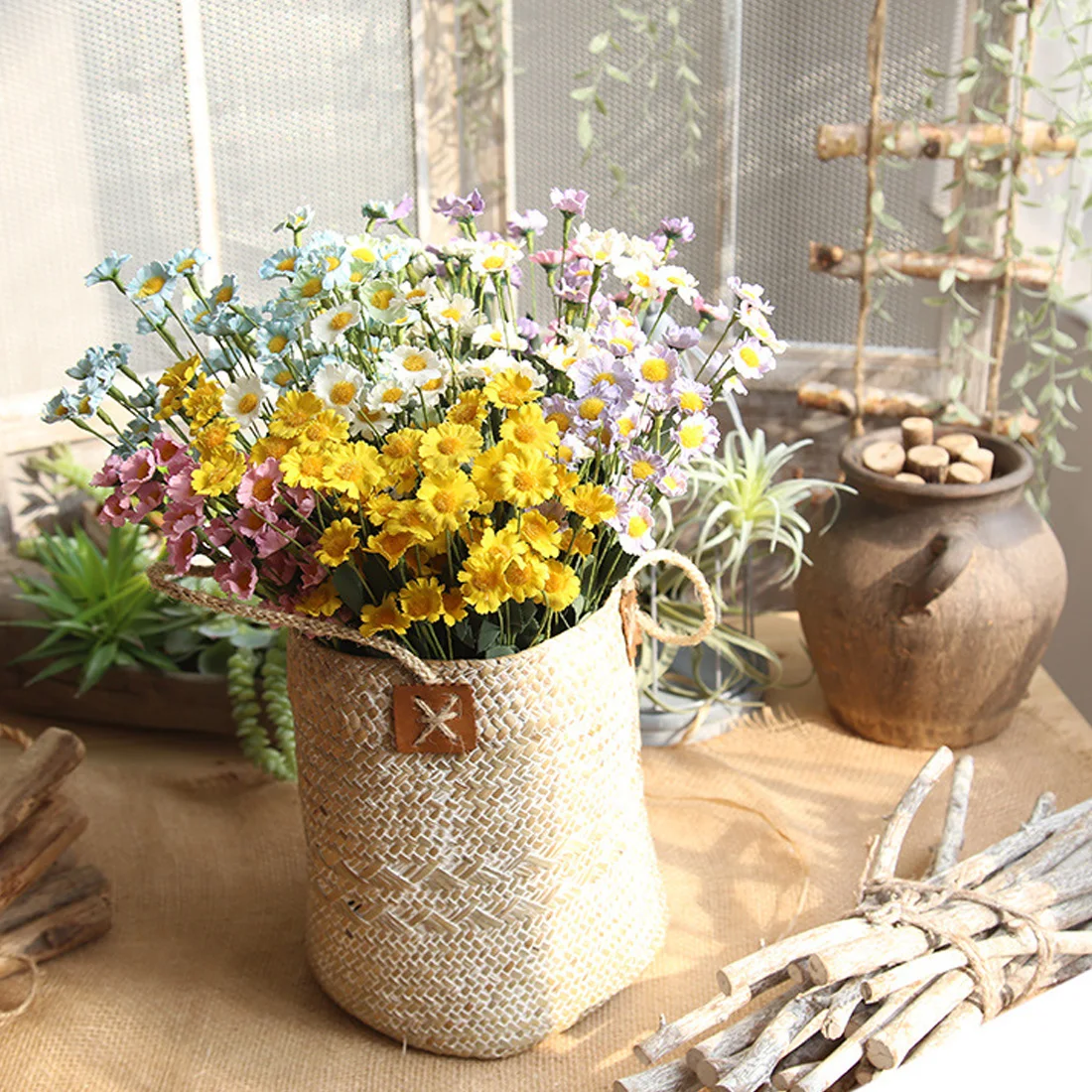 Artificial Flower For Wedding Home Party Garden Decorations 15 Heads Flower Daisies Bouquet Handmade Fake Flower Artificial Flower For Wedding Home Party Garden Decorations 15 Heads Flower Daisies Bouquet Handmade Fake Flower