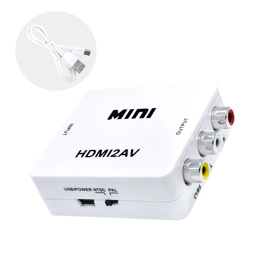 Мини HDMI в RCA AV CVBS Аудио Композитный видео конвертер 10 шт. адаптер HDMI2AV HD для PS4