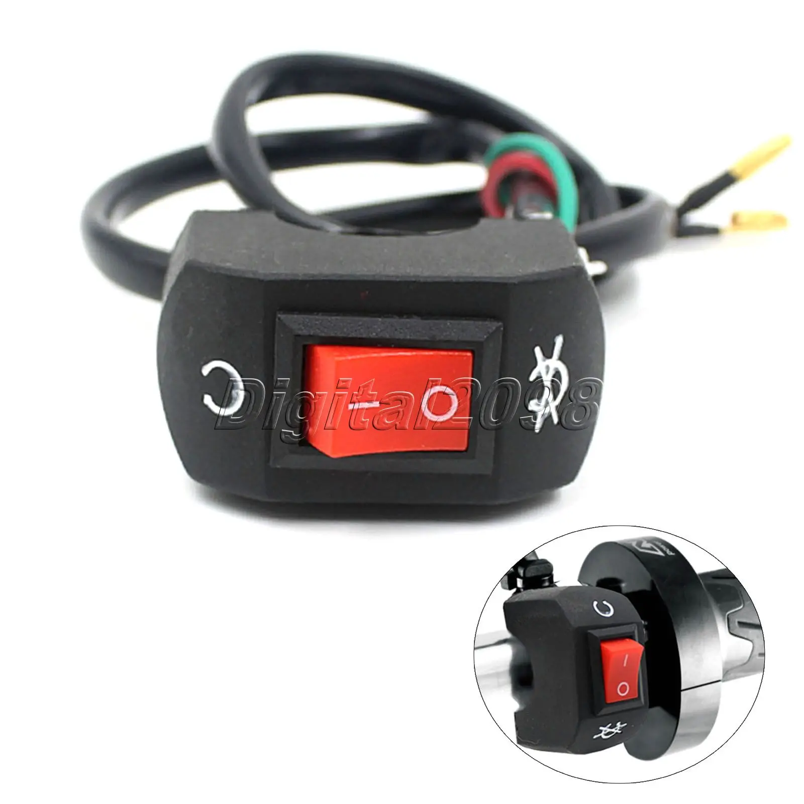 

High Quality Scooter Handlebar Switch Motorcycle Mount ATV Dirt Bike Kill ON-OFF Button Switch Bullet Connector Moto Spare Parts