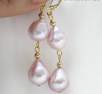 

FREE shipping&gt; &gt;&gt;&gt; 2line 13mm drip purple freshwater pearl dangle earring (z3640)