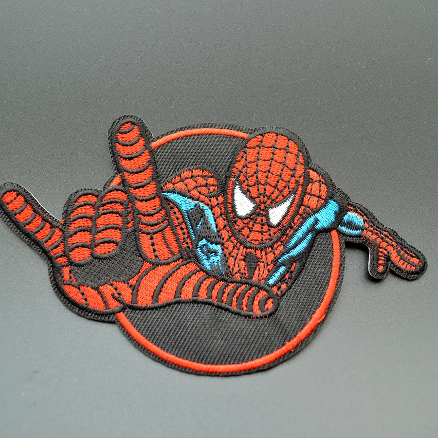free shipping 13*8cm Spider Man Embroidered Iron On Patches Applique Badge parche 4 pieces