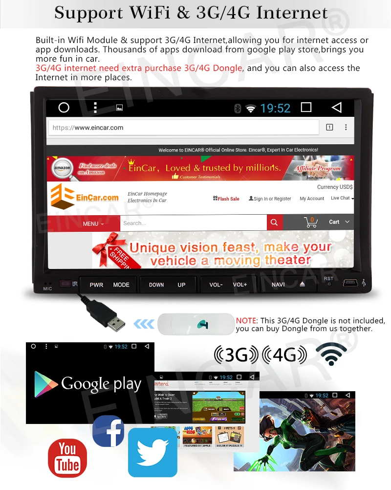 Discount Android6.0 Car DVD Player Car Stereo with dvd GPS Navigation 2Din Headunit Radio Support Bluetooth/OBD2/Mirrorlink+Backup Camera 6