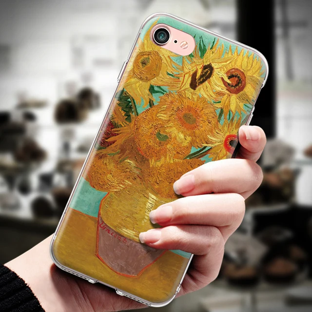 Для iPhone 4, 4S, 5, 5S, SE, 6, 6 S, 7, 8 Plus, X, XR, XS Max, ТПУ задняя крышка, Ван Гог, картина маслом, Мона Лиза, Подсолнух, узор, силиконовый чехол