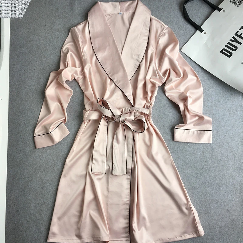 

Inplusni women's robe top quality female silk nightwear the summer period and the matte satin gown bathrobe pyjama women robe