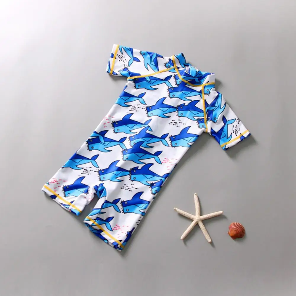 

Baby Girl Set Swimwear Girl Boy 3D Cartoon One Piece Beach Swimwear Bathing Clothes Shark Siamese Zipper Boxer Swimsuit A1