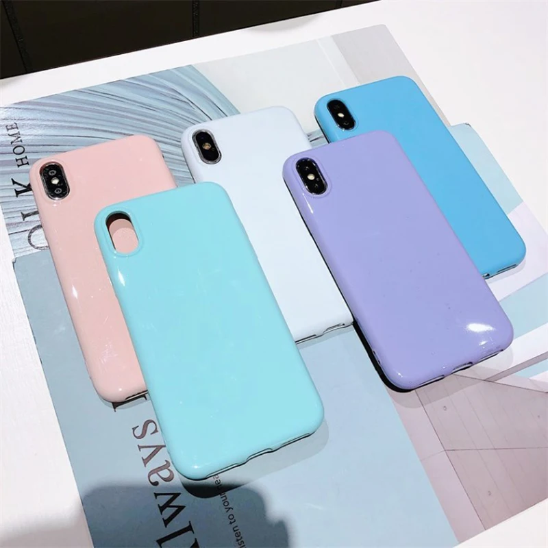 Блестящий чехол ярких цветов для iPhone X XR XS Max 7 8 6 6s Plus мягкий из ТПУ Samsung Galaxy S9 S8 S10 Lite