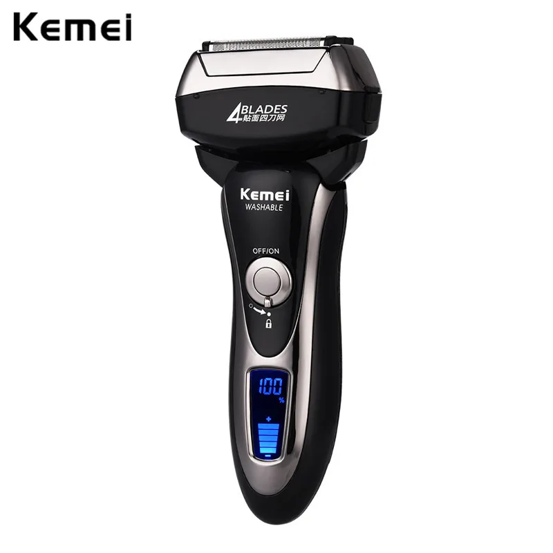 

100-240V Kemei Professional Rechargeable Electric Shaver For Men 3D electric Razor Beard Face Shaving Machine LCD Display Beard
