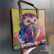 Повседневное tote кожи коровы Фрист Для женщин Сумочка натуральная кожа сумка Для женщин кожаные сумки подарки с домашнее животное сова пользовательские