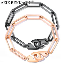 AZIZ BEKKAOUI, пара браслетов, браслет наручники для женщин/мужчин, ювелирные изделия, браслет из нержавеющей стали, подарок для влюбленных, Прямая поставка