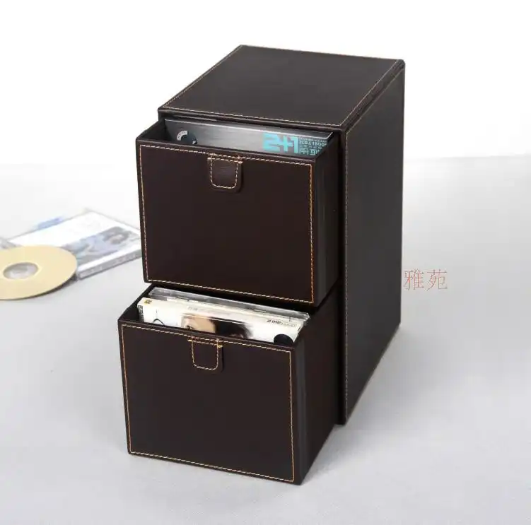 Me 2 Layer 2 Drawer Leather Desk Cd Dvd Sundries Container Storage