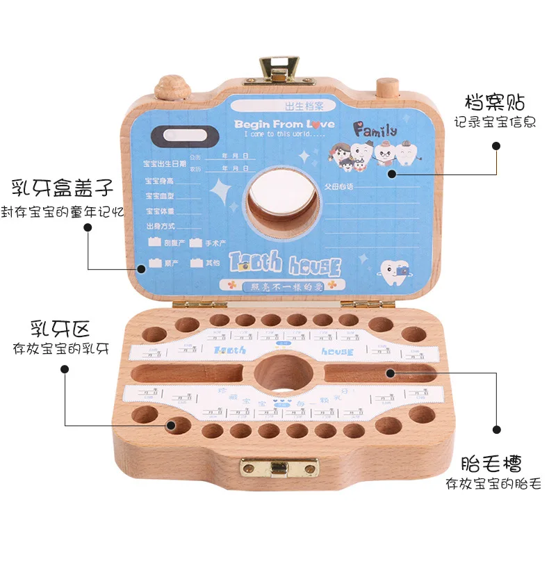 В форме камеры деревянный ящик для хранения зубов для новорожденного подарок Силиконовая зубная щетка для малышей коробка для хранения Органайзер для молочных зубов Органайзер