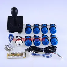 Nice Reyann Arcade Game DIY Parts Zero Delay USB Encoder Pc to Joysitck + 9 Arcade Push Button + 1 Joystick for Mame Jamma-Blue
