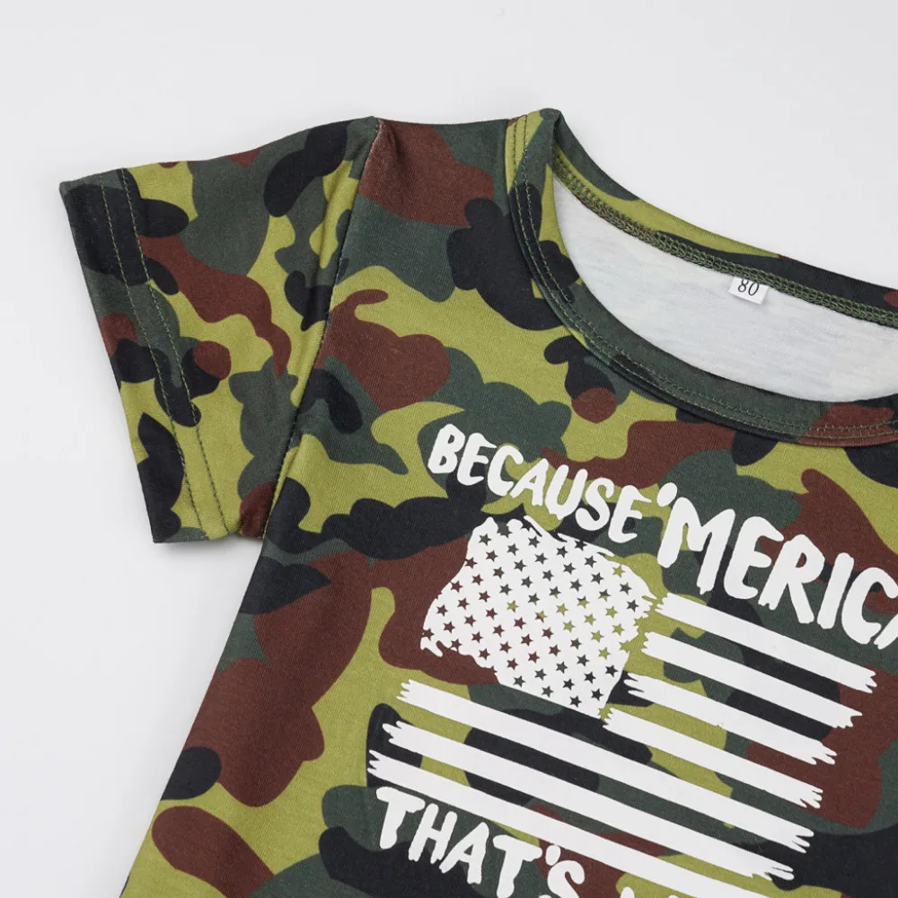 Baby Boy Summer Clothes Flag Camouflage Letter Print T-shirt Tops Shorts 4th Of July Sets Vetement Enfant Garcon Summer 2019