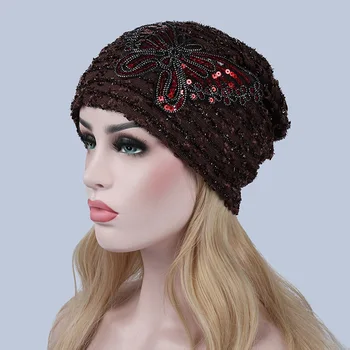 Turban Hat Women Beanies Butterfly Knitted Cap Autumn Warm Caps 2