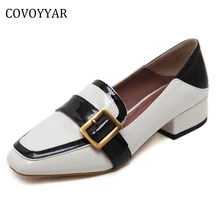 COVOYYAR/; женская обувь; цвет черный, белый; Туфли-оксфорды на плоской подошве с пряжкой; модельные Лоферы для работы; элегантные Повседневные слипоны; WFS352