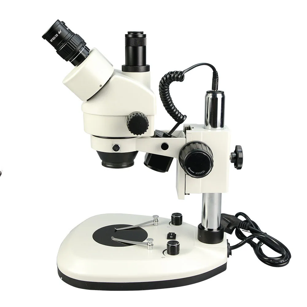 Светодиодный Тринокулярный стереомикроскоп с подсветкой 7X~ 45X, соединенный с CCD камерой или цифровой камерой