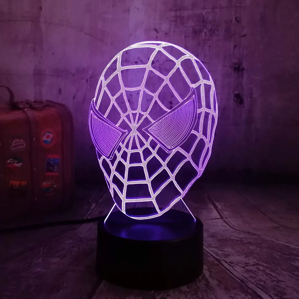 3D светодиодный ночник Marvel Мстители Человек паук Халк Дэдпул многоцветный RGB
