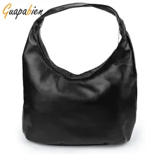 Guapabien Women Shoulder Bags Black PU Leather Bags Solid Hobos Designer Handbags Ladies Messenger Bag For Women Bolso Bags