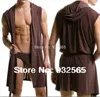 Men's robes comfortable casual bathrobes sleeveless Viscose Hooded Ice silk sleepwear pajamas home loose fitting clothes ► Photo 3/6