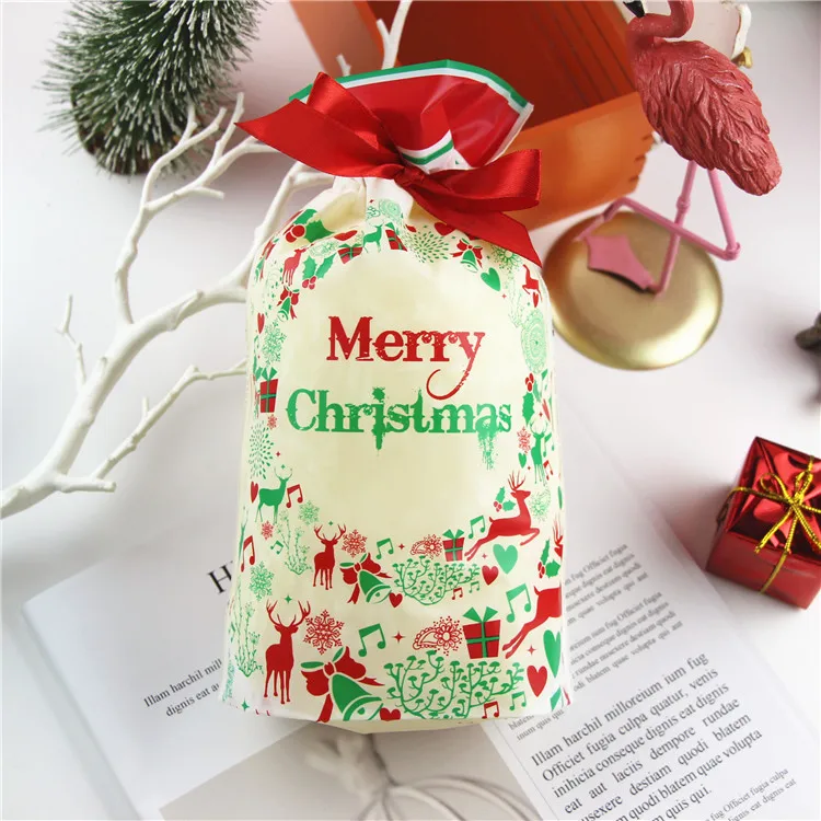 10pcs/lot Colorful Christmas plastic bags Gift packaging bags