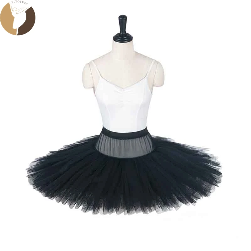 FLTOTURE Professional Ballet Half Tutu 7 layers Net Waistband Girl Dance Practice Costumes Ballerina Rehearsal White Half Skirts