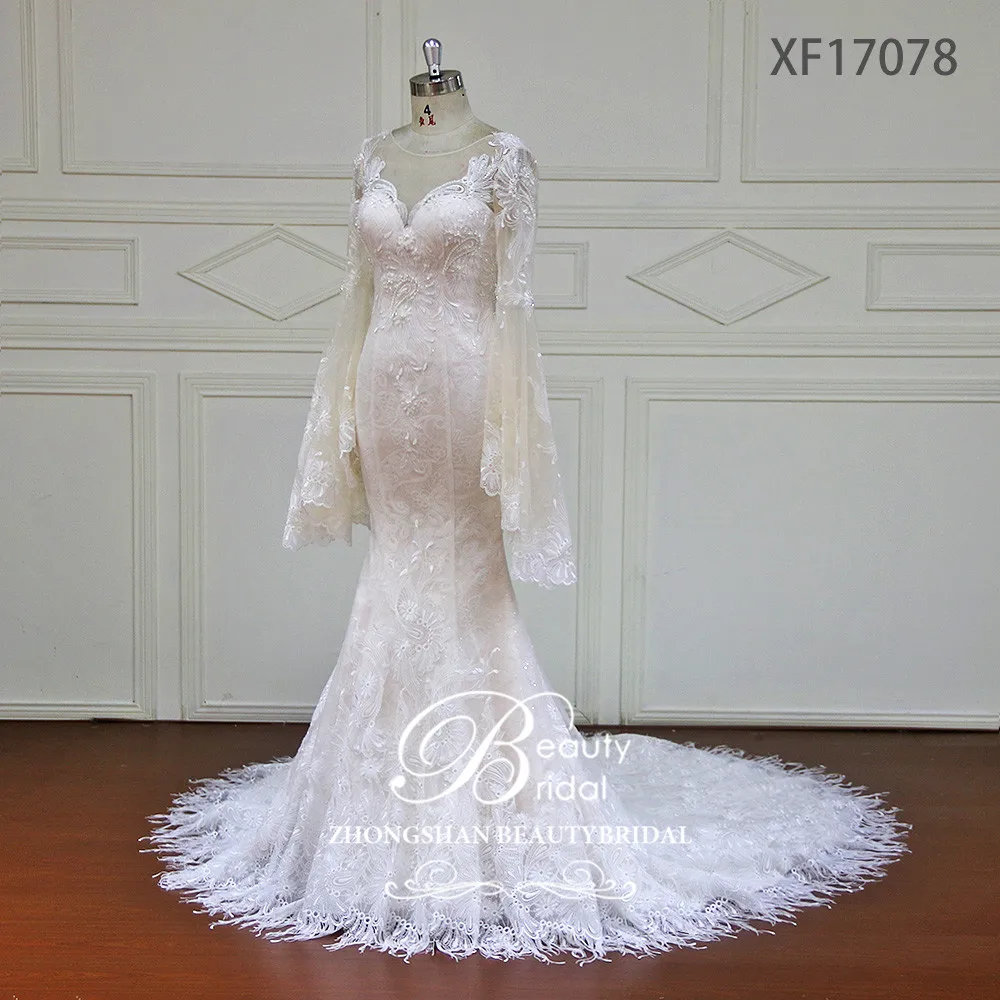 Кружевное свадебное платье Русалка на пуговицах XF17078|mermaid wedding dresses|bridal gownvestidos de