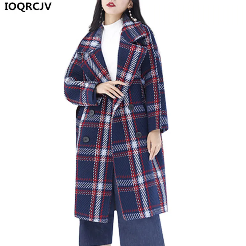 Ioqrcjv Confortable Laine En 4 Nouvelles Carreaux À Costume Col longs Croisé Manteaux Plaid Femmes Mélangé Casual Mi Hiver Manteau 2018 Tops AaCwqffU