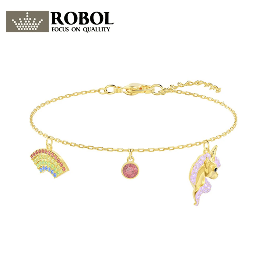 

ROBOL Original 1:1 New SWA OUT-OF-THIS-WORLD-UNICORN-Bracelet,-Color Design-5468316 Austrian Rainbow Bracelet Jewelry 5468316