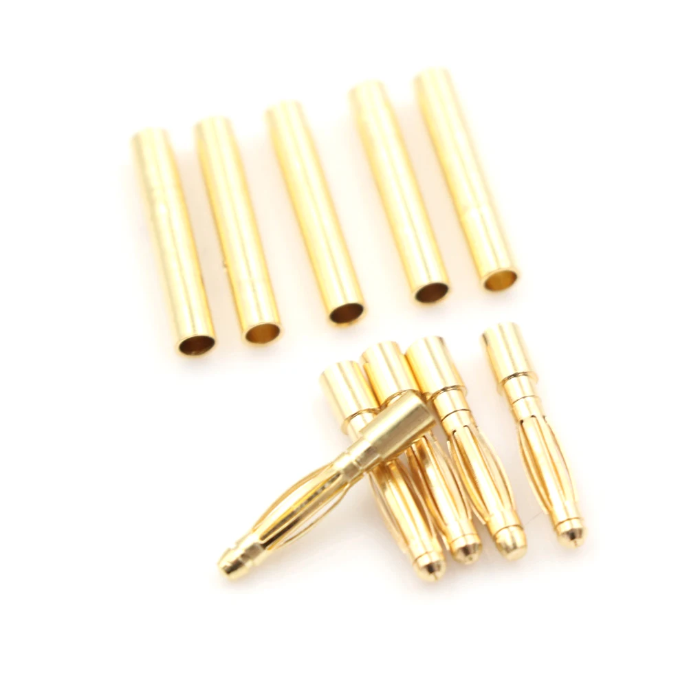 

5Pair Banana Plugs Adapter + Shrink Tubing Gold Plated Bullet Connector Plug Sets RC Part For Battery Connector 2/4mm