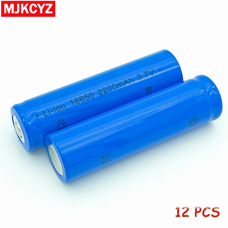 

12Pcs 3.7V 2200mAh18650 Battery lithium Li Ion Rechargeable Large Capacity Batteries battaries Flashlight red LED free shipping