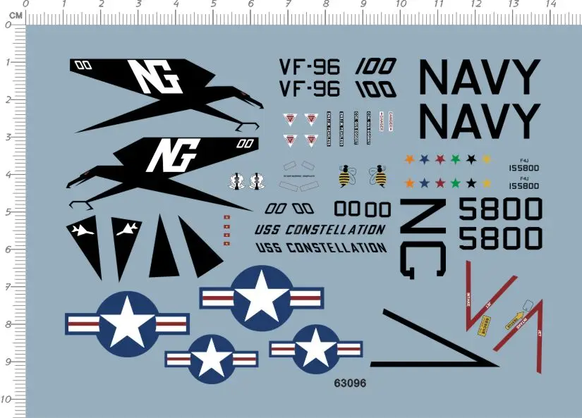 Подробная информация в масштабе 1:72 USAF F 4J Phantom II VF 96 Fighter водная наклейка|Наборы для