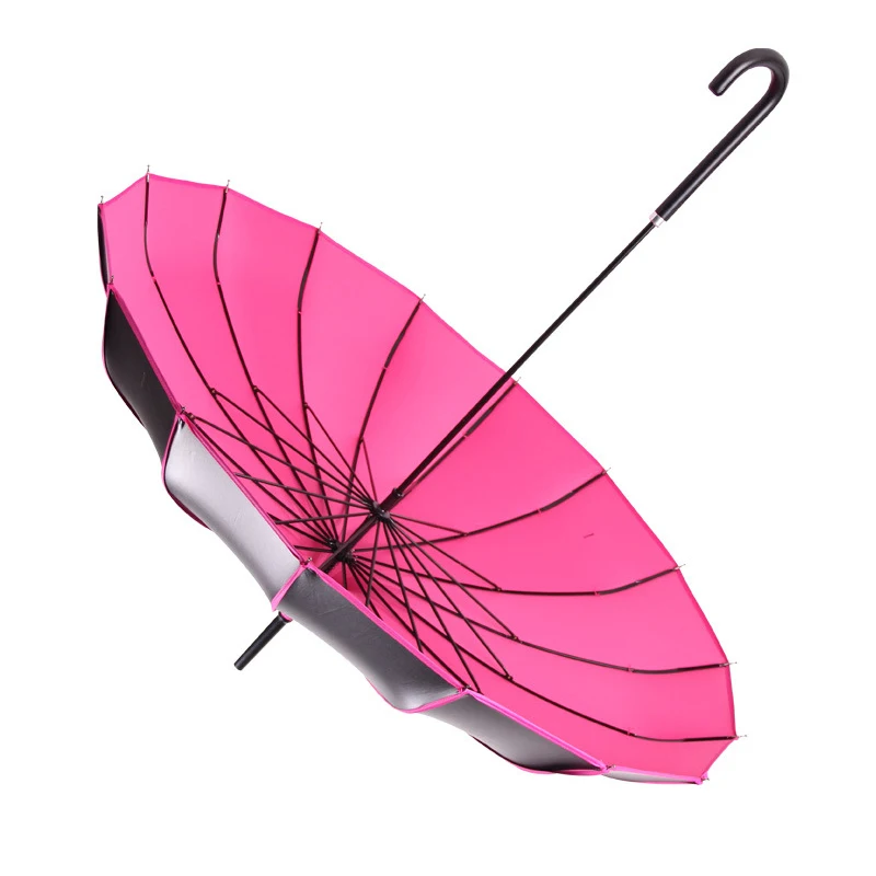 

Long Handle Pagoda Umbrella Princess Black Coating Windproof Large Rain Windproof Sunshade Umbrellas For Women Parasol