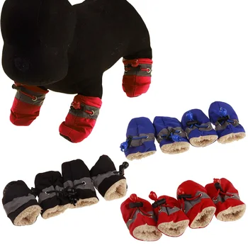 

Puppy Dog Socks Booties Pet Dog Shoes Footwear Winter Thick Warm For Small Cats Dogs 4Pcs Anti-slip Rain Snow Waterproof Boots