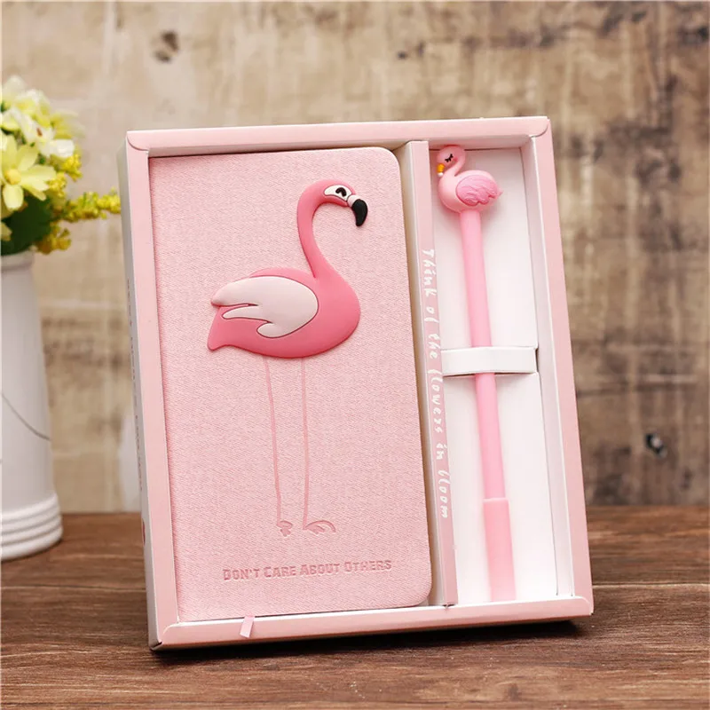 1 Набор, розовый блокнот с фламинго, единорогом и ручкой, украшения для дня рождения, вечеринки, Детские вечерние украшения с единорогом - Цвет: flamingo1