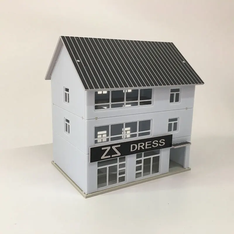 1/150 N Scale Reddish White Women's Clothing Store Building Model Train Station Clothing Store Sand Table Scene Decoration - Image 3