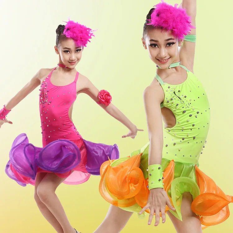 Aliexpress.com : Buy Child Rainbow Fringe Latin Skirt Backless Tango ...