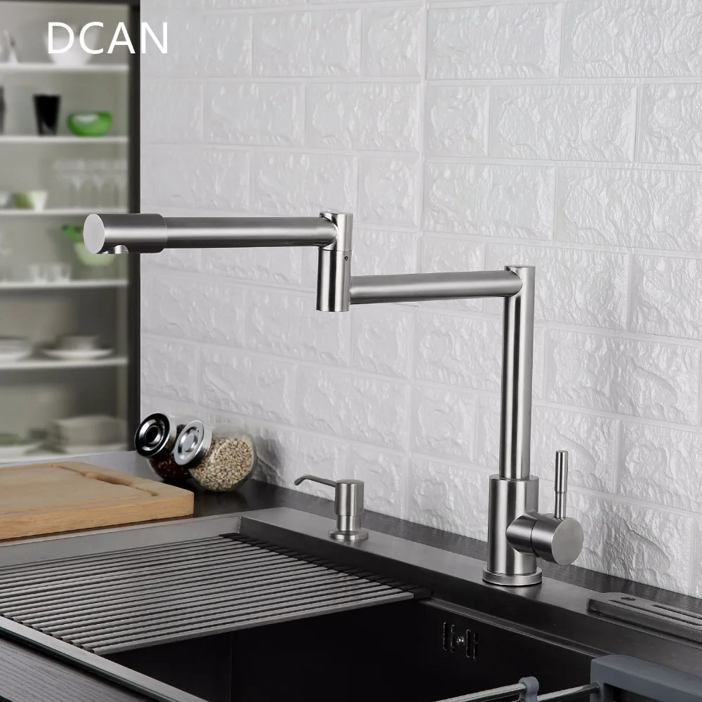  DCAN Kitchen Faucet 720 Degree Swivel Stainless Steel Sink Faucet Universal Single Handle Hot and C - 32892054789