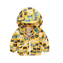 Коллекция 2018 года, весенние куртки для маленьких мальчиков, милая ветровка с капюшоном и изображением машины, детская одежда, верхняя