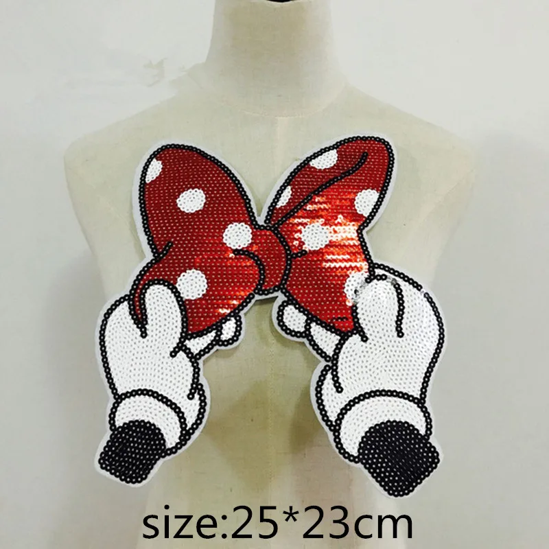 

Hot Selling Embroidered iron on patches for clothes brand bowknot sequins deal with it clothing DIY Motif Applique