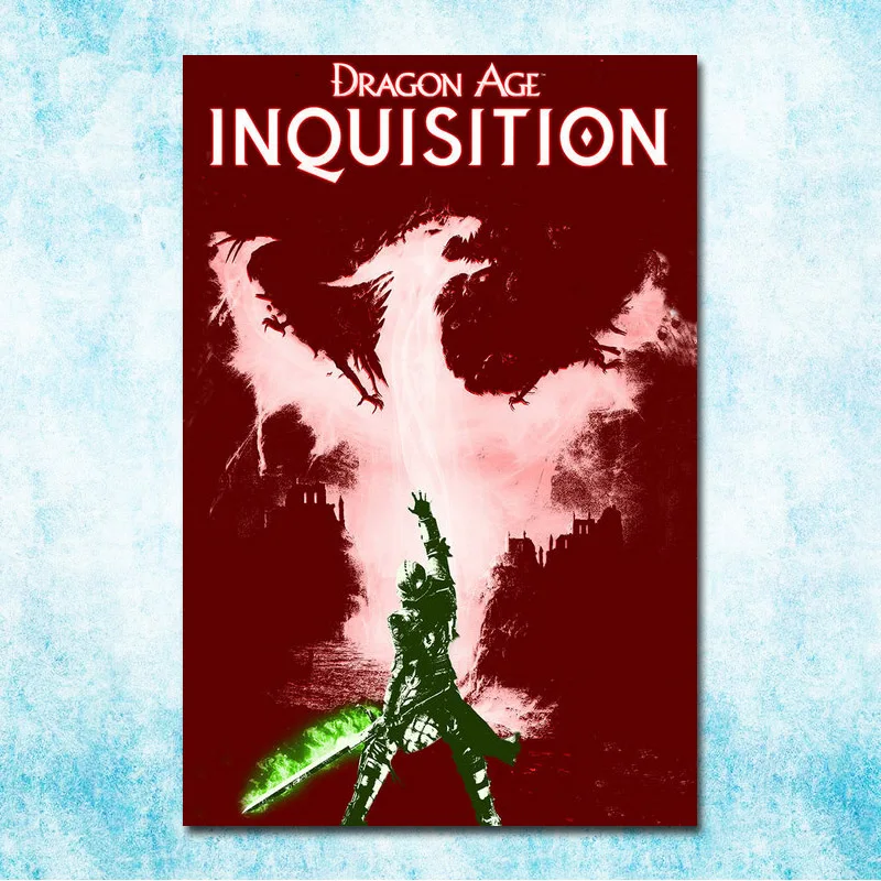 Dragon Age 3 инквизиция Горячая игры Искусство шелк Холст печати плакатов 13x20 дюймов