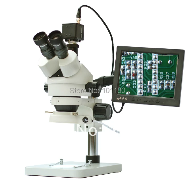 7X 45X Professional Dual View Zoom Stereo Microscope with CCD TV Adapter Viewing Screen and