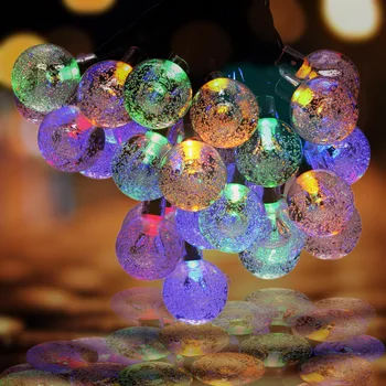

Solar Garland Light String Waterproof 20.7ft 30 LED Solar Powered String Crystal Ball Globe Lights Lamp for Wedding Party Garden