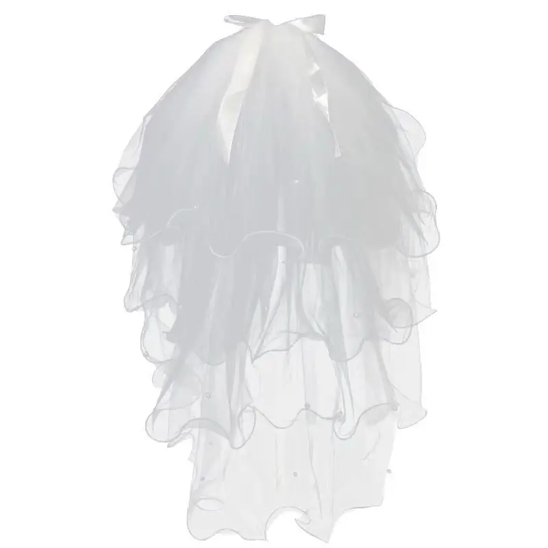 Simple Four Layers Tulle Wedding Veils With Comb Pears Bridal Veil for Bride for Marriage Wedding Accessories 60-80 CM Long